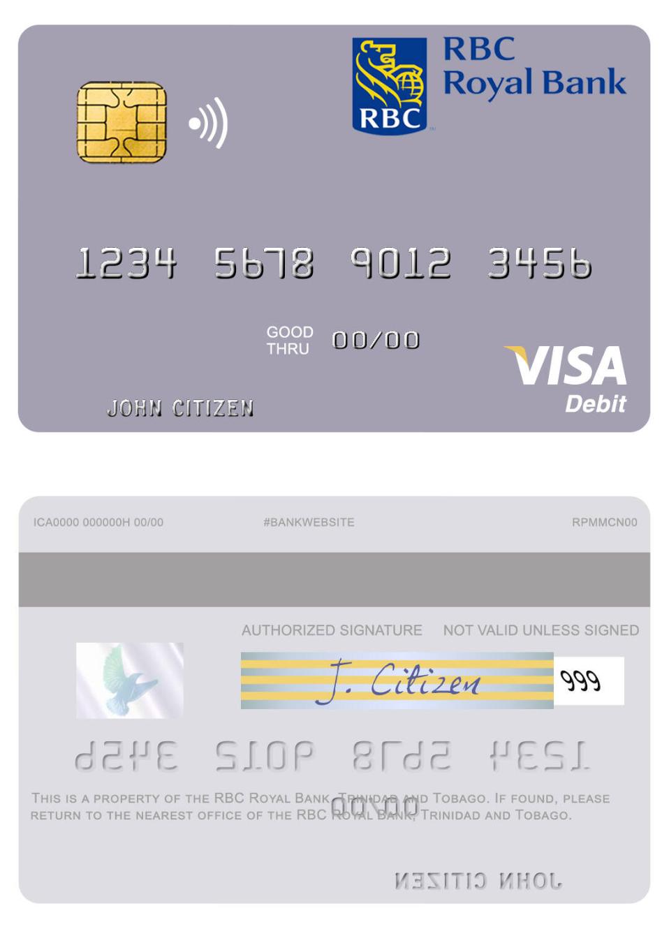 Trinidad and Tobago RBC Royal Bank visa debit card